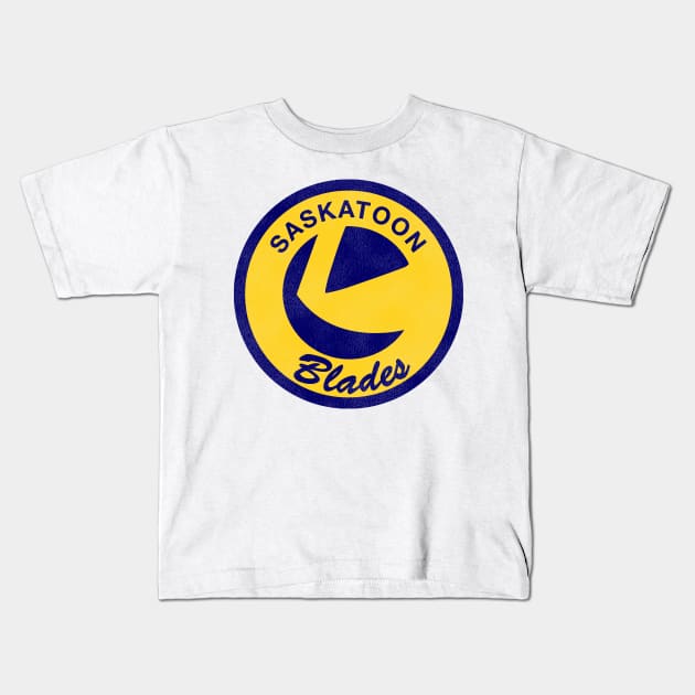 Defunct Saskatoon Blades Hockey Team Kids T-Shirt by Defunctland